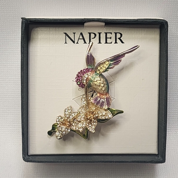 Napier Hummingbird Brooch Pin In Original Box - Picture 8 of 11